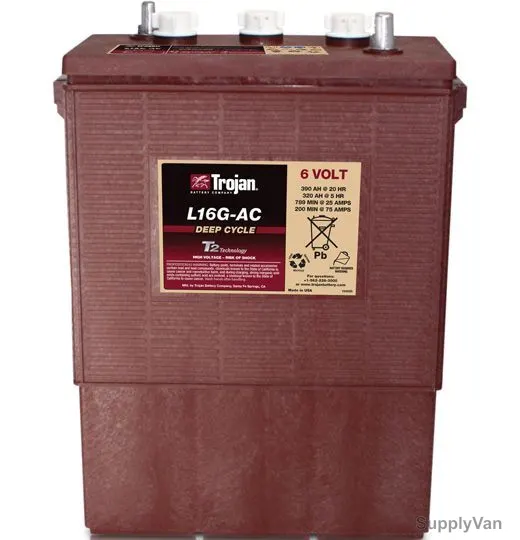 Trojan Flooded Lead Acid Battery, L16G-AC, 6V, 390Ah/20Hr