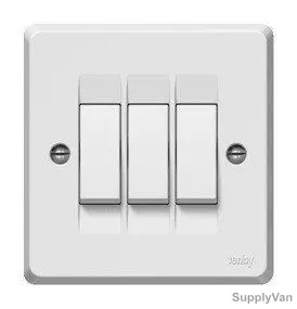Tenby Light Switch, 7731, 3 Gang, 1 Way, 10A, 250VAC
