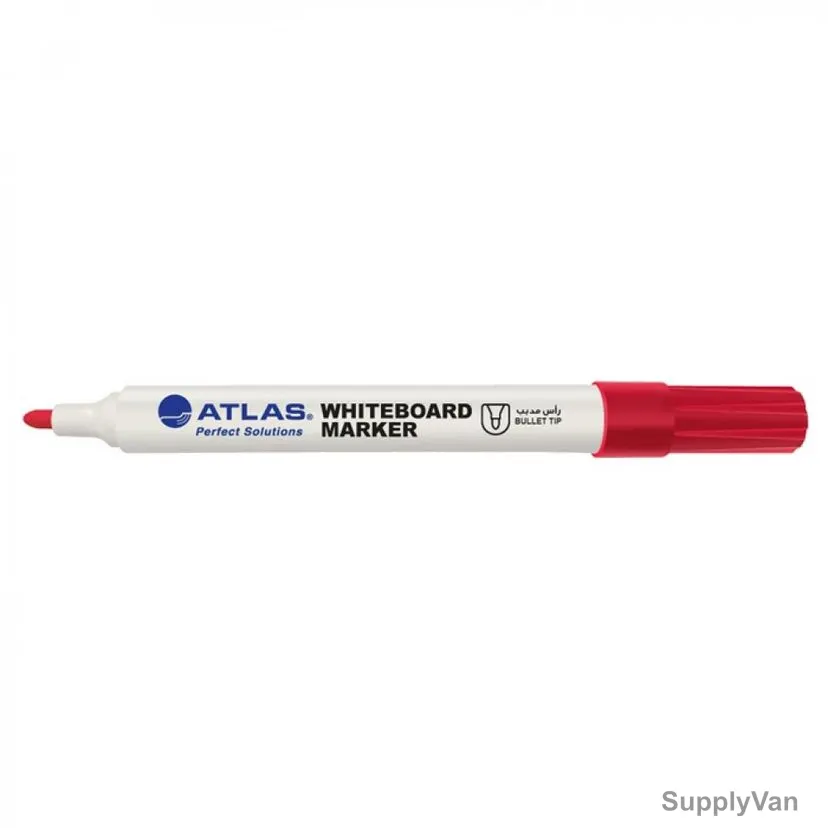 Atlas White Board Marker, AS-MW10-RD, 2.2-2.8MM Tip Size, Red, 12 Pcs/Pack