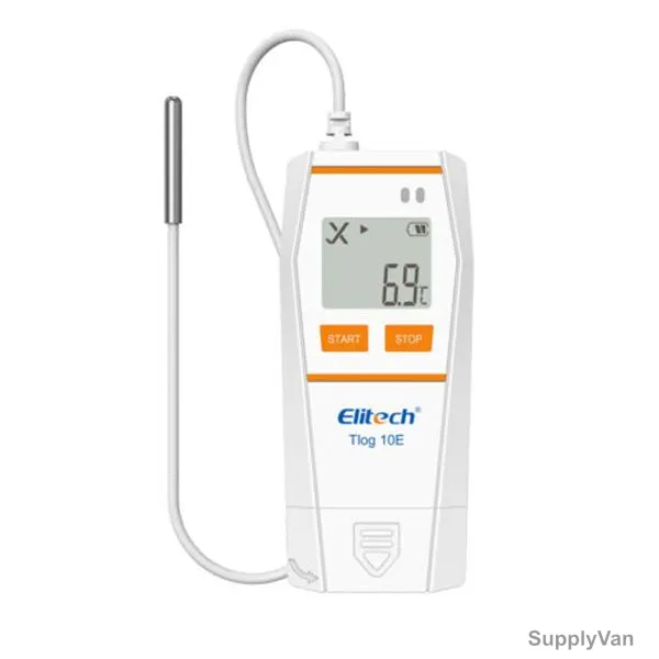 Elitech Reusable Digital Temperature Data Logger, Tlog-10E, LCD, 32000 Points, -40 to 85 Deg.C