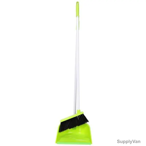 Moonlight Long Handle Dust Pan With Broom, 59097, 75CM, Green