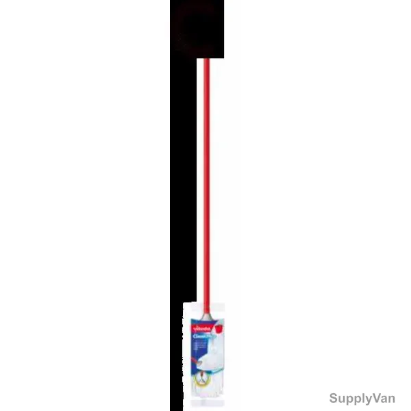 Vileda Classic Cotton Floor Mop With Stick, Red/White