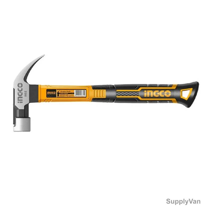 Ingco Claw Hammer With Fiberglass Handle, HCHD0086, Carbon Steel, 200GM