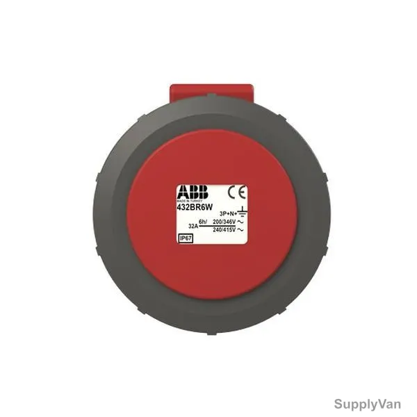 ABB Pin and Sleeve Connector, 432BRA6W, 5 Pole, 32A, Red and Grey