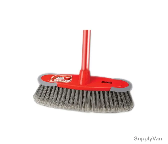 Britemax Broom Head With Stick, FB-415-SM, Red and Grey