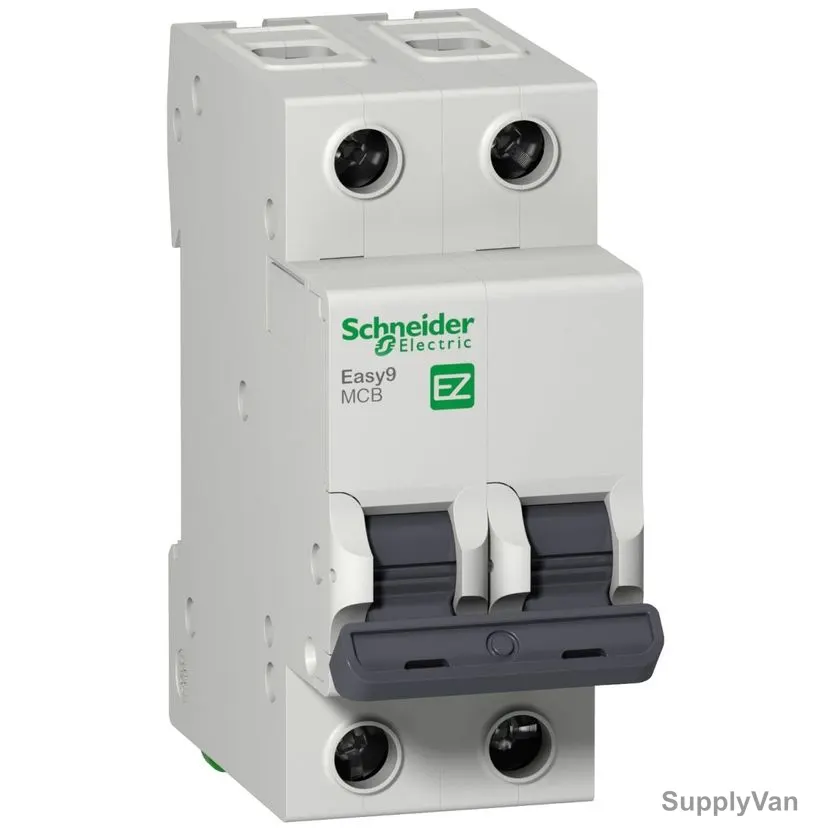 Schneider Electric Miniature Circuit Breaker, Easy9, 2P, Curve C, 20A