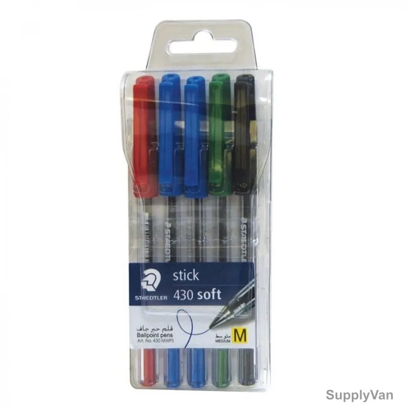 Staedtler Ball Point Pen Set, ST-430M-WP05T, 1.0MM Tip, Assorted Colors, 5 Pcs/Set