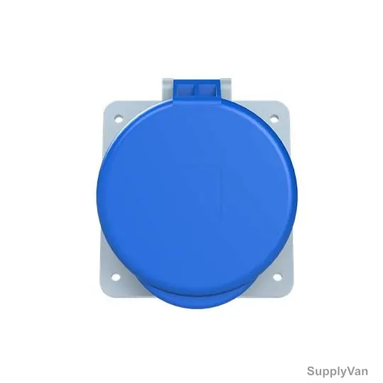 Abb Angle Flange Panel Mounted Socket Outlet, 263RAU6, 200-250V, IP44, 63A, 2P+E, Blue — image 1