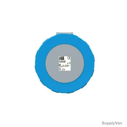 Abb Straight Flange Panel Mounted Socket Outlet, 2125RU6W, 200-250V, IP67, 125A, 2P+E, Blue