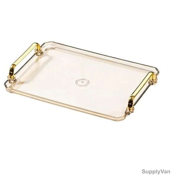 Aputue Food Serving Tray, Acrylic, Rectangular, 22CM Width x 40.5CM Length, Gold