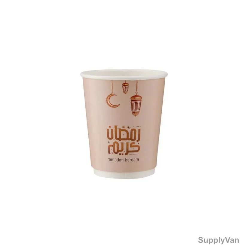 Hotpack Ramadan Kareem Printed Double Wall Paper Cup, DWPC8RAM, 8 Oz, 25 Pcs/Pack