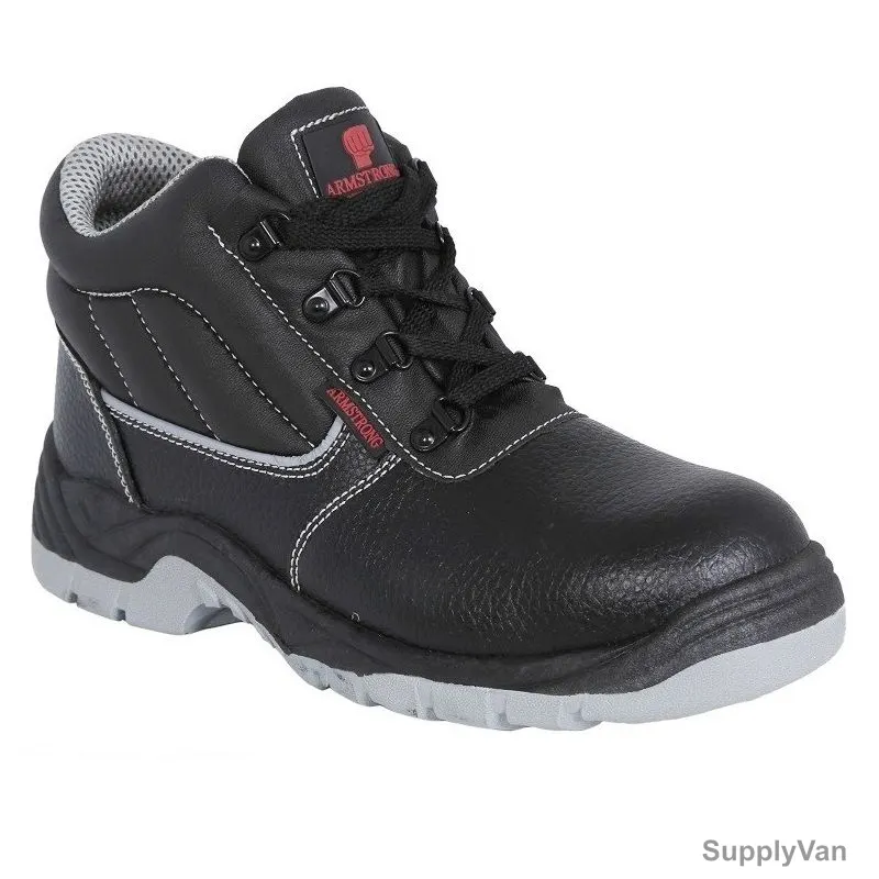 Armstrong High Ankle Safety Shoes, GMT, S3, Leather, Size38, Black