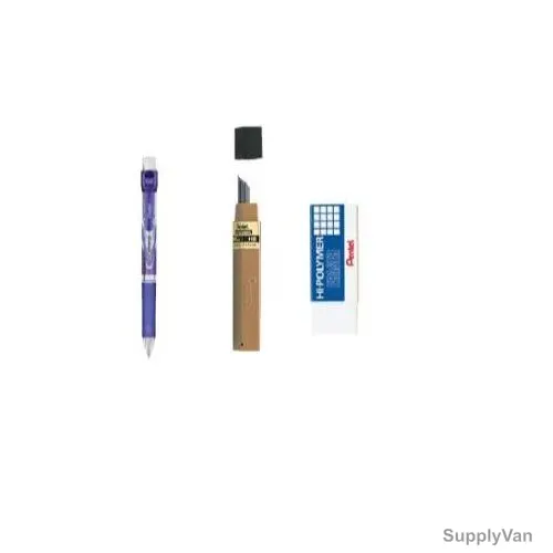 Pentel Mechanical Pencil With Lead and Eraser, PEP-PACK-051, E-Sharp, 0.5MM, Violet, 3 Pcs/Set