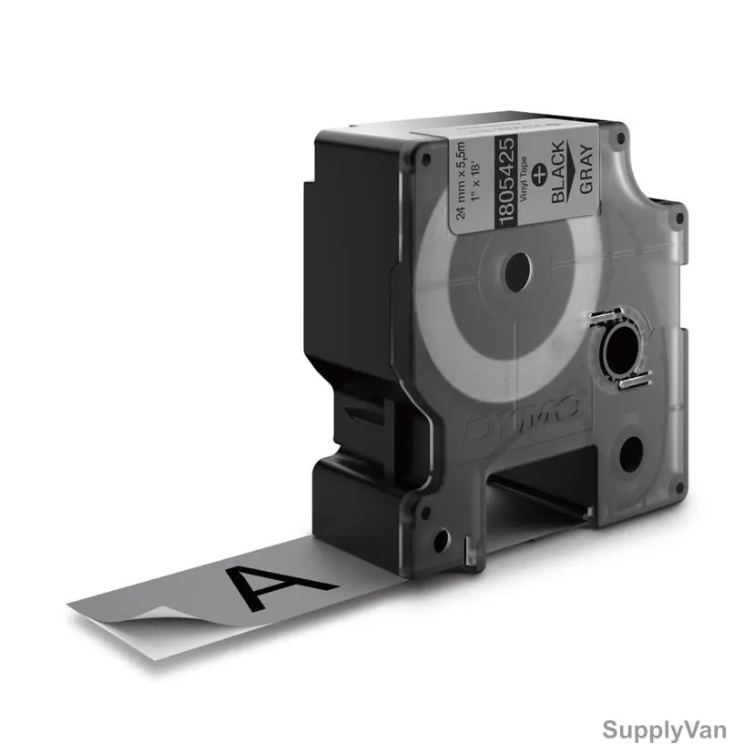 Dymo Vinyl Label Tape, 1805425, 24MM, Black On Grey — image 1