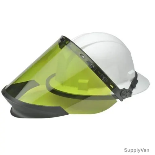Elvex Face Shield With Safety Helmet, VISORF14plusHR36WH, Green/White