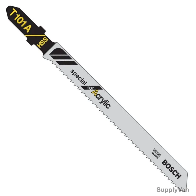 Bosch T 101 A Acrylic Jigsaw Blade, 2608631010, HSS, 100MM Length, 5 Pcs/Pack