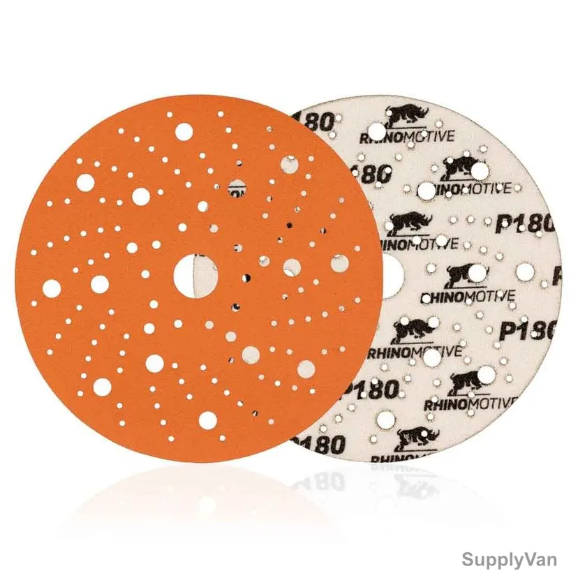 Rhinomotive Premium Extreme+ Multi-Hole Sanding Disc, R1510, 150MM, P180, Orange, 50 Pcs/Box — image 1