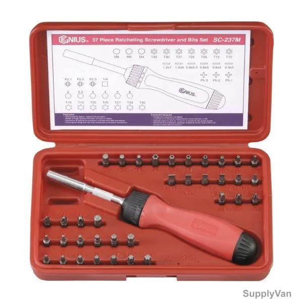 Genius Ratcheting Screwdriver And Bit Set, SC-237M, 37PCS