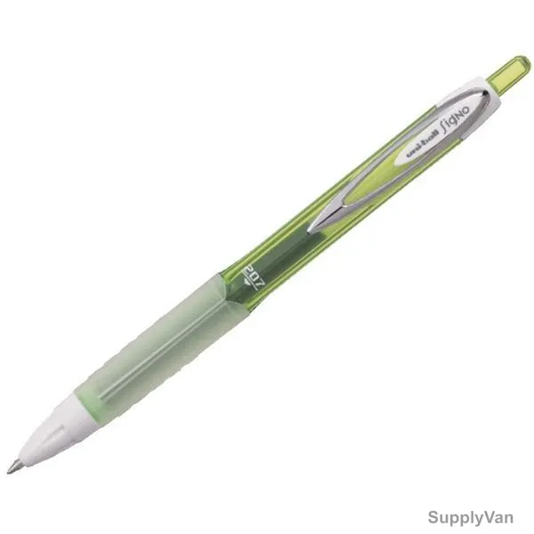 Uni-Ball Retractable Gel Ink Pen, UMN207F-GN, Signo Fancy, 0.7MM Tip, Green, 12 Pcs/Pack