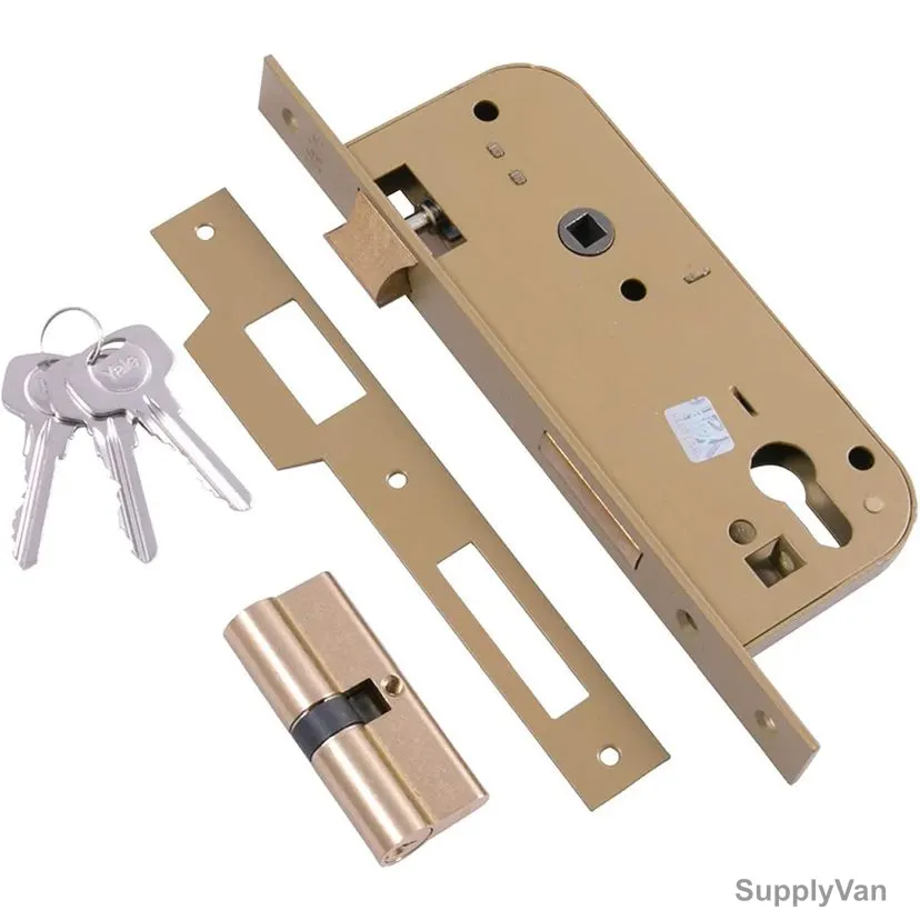 Yale Double Cylinder Mortice Lock With Keys, 60MM, Steel, Gold/Silver — image 1