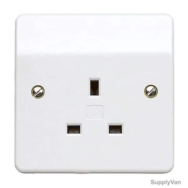 Mk Single Pole Unswitched Socket, MV780WHI, Essential, Polycarbonate, 1 Gang, 13A, White