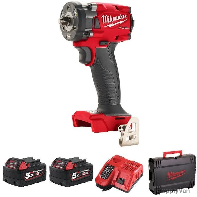 Milwaukee Cordless Impact Wrench Kit With Friction Ring, M18FIW2F38-502X, 3/8 Inch, 18V, 5 Pcs/Kit — image 1