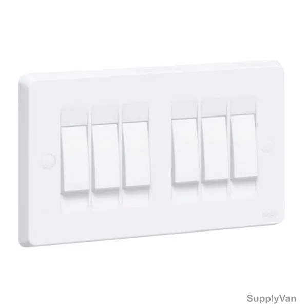 Tenby Electrical Switch, 738062, 250VAC, 6 Gang, 2 Way, 10A