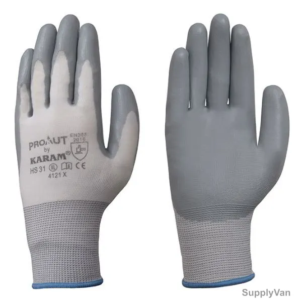 Karam Nitrile Coated Gloves, HS31, L, Grey — image 1