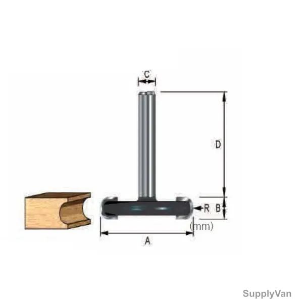 Makita Decor Sunk Bead Bit, D-13035, 38.1x6.35MM