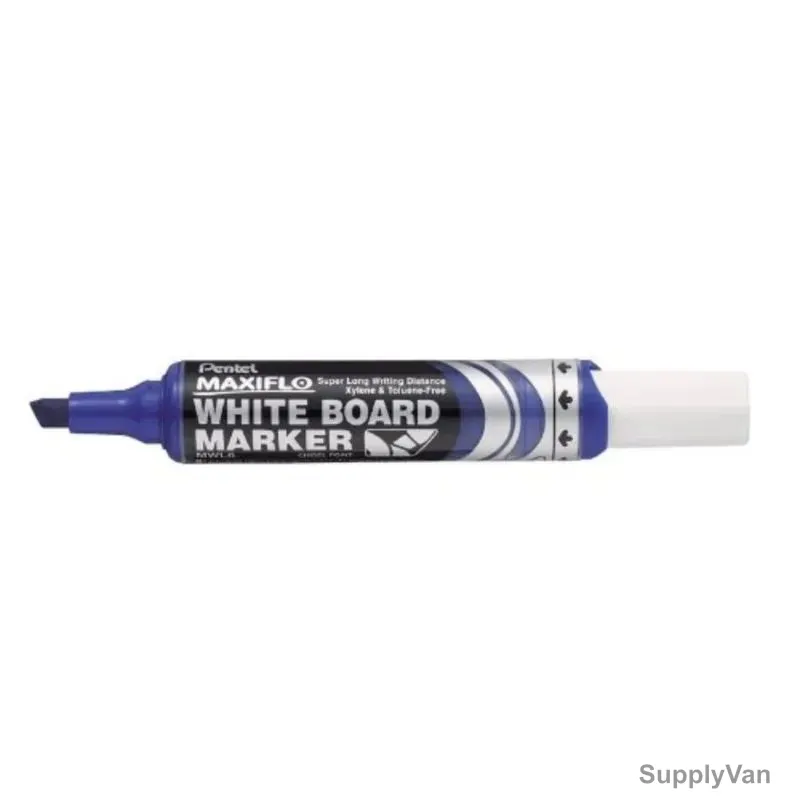 Pentel Maxiflo Whiteboard Marker, MWL6-C, Chisel Tip, Blue, 12 Pcs/Pack