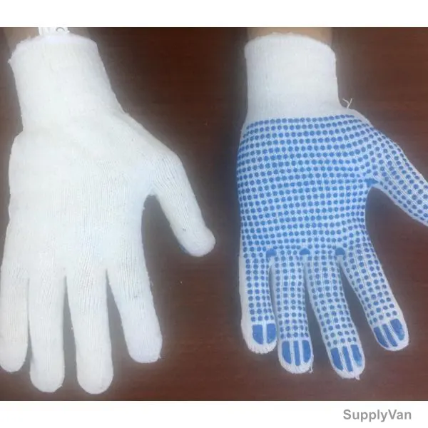 Workworth Dotted Gloves, WW-1421, Size10, White and Blue, 12 Pcs/Pack