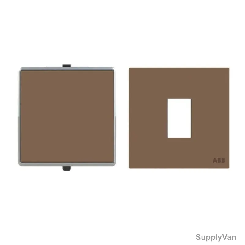 ABB Electrical Switch With Rocker Frame, AMD11544-MO+AMD5044-MO, Millenium, 1 Gang, 2 Way, 20A, Mocha Brown — image 1