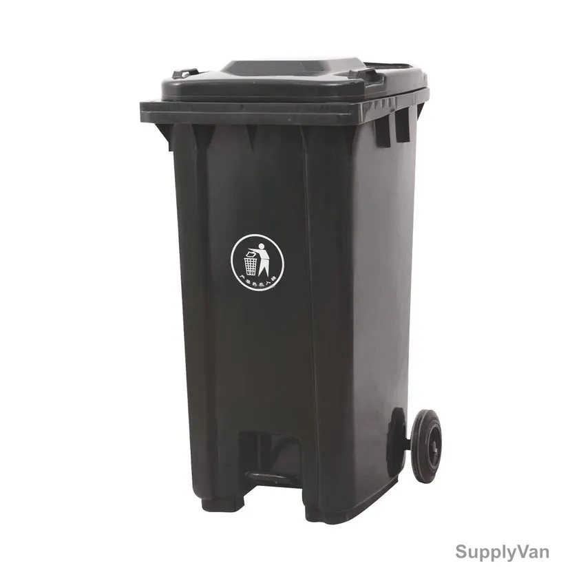 Garbage Bin With Middle Pedal, 120 Ltrs, Black