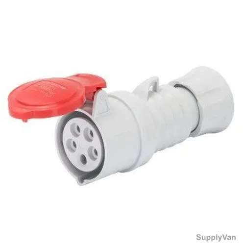 Gewiss Straight Connector, GW62020H, IP44, 32A, 3P+N+E, White-Red