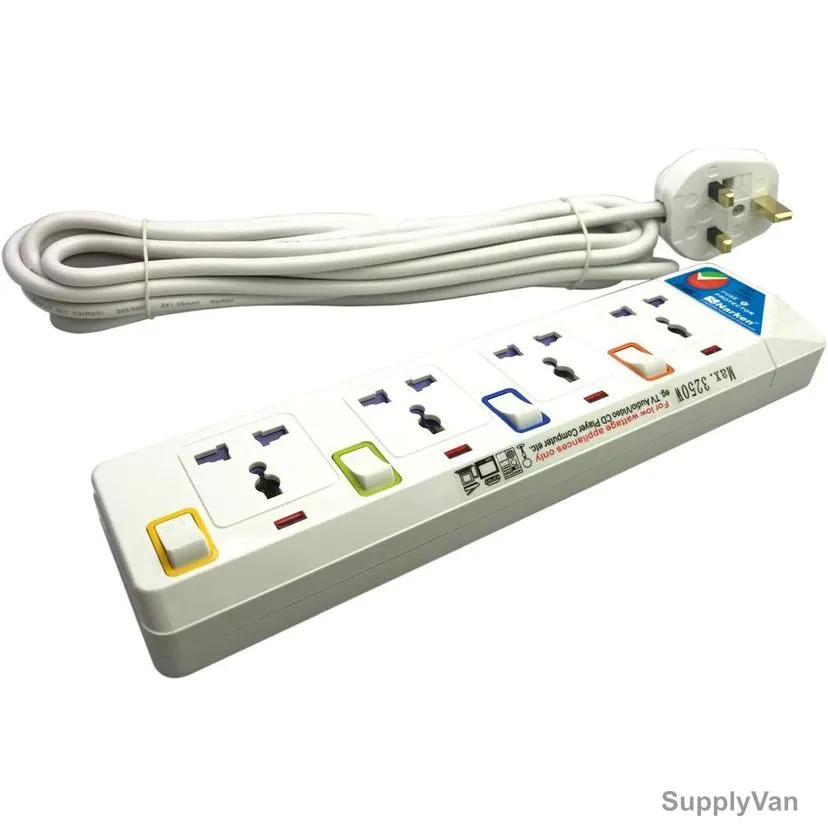 Narken Power Strip, NK-E104-3, 4 Way, 13A, 3 Mtrs — image 1