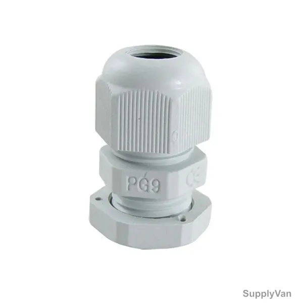 PVC Gland, PG-9, 15MM Outer Dia, 5-8MM Cable Size, White, 100 Pcs/Pack