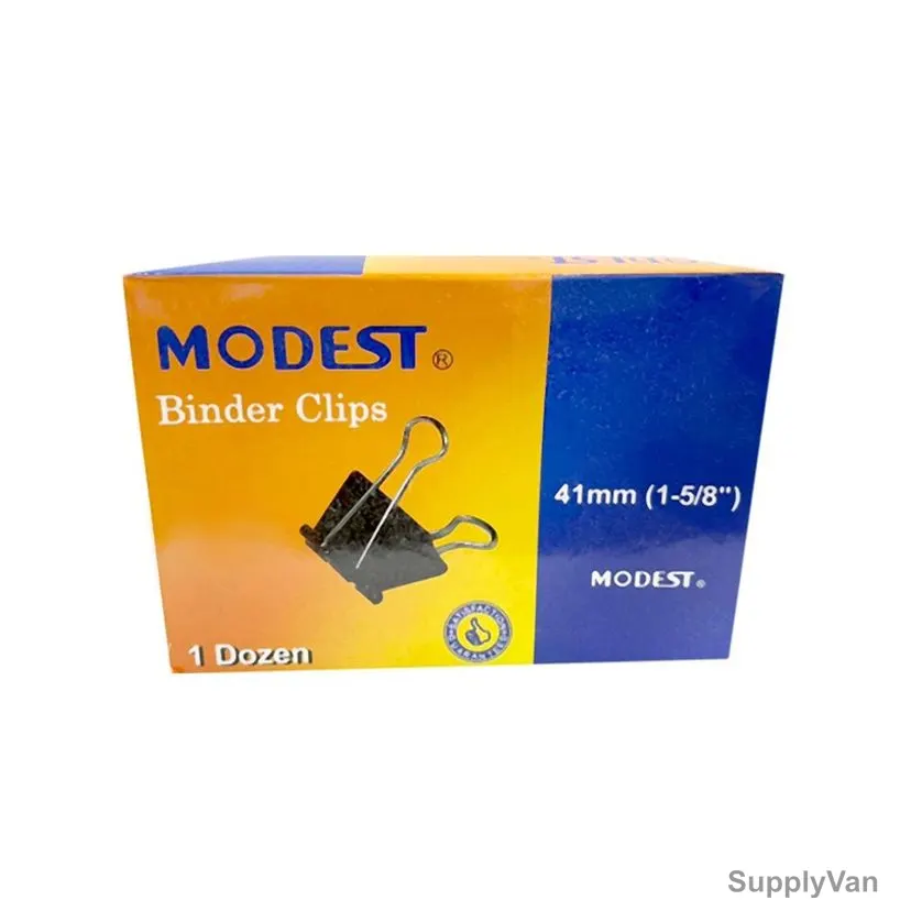 Modest Binder Clip, 41MM, Black, 12 Pcs/Pack
