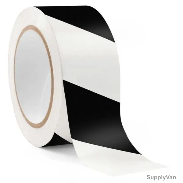 Floor Marking Tape, 50MM Width x 25 Mtrs Length, White/Black
