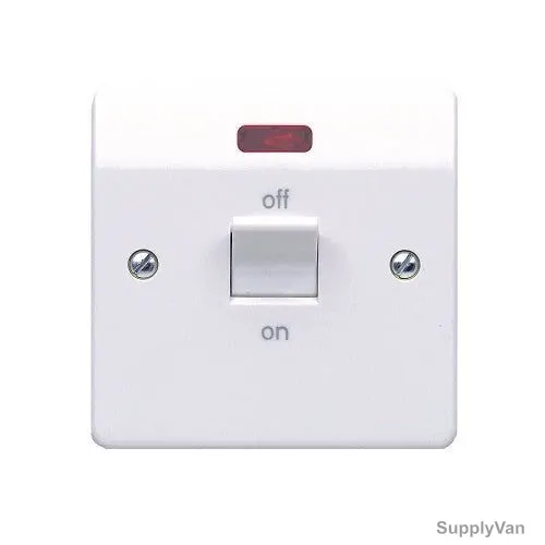 Mk DP Switch With Neon, K5105SAWHI, Logic Plus, Thermoset Plastic, IP2XD, 1 Gang, 32A, White