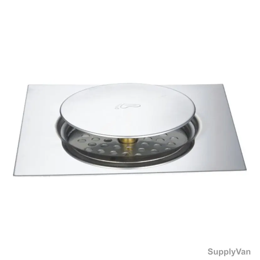 Milano HC-0016 Push Type Floor Drain, Florence, Stainless Steel, 15CM Width x 15CM Length, Chrome Finish