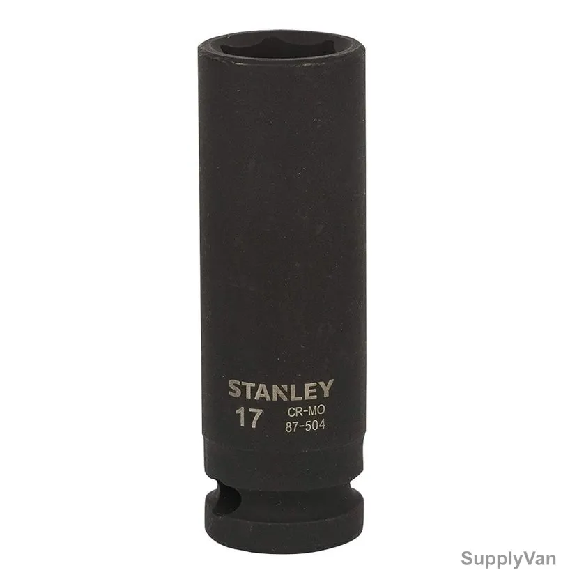 Stanley 6 Point Impact Deep Socket, STMT87504-8B, 1/2 Inch Drive, 17MM