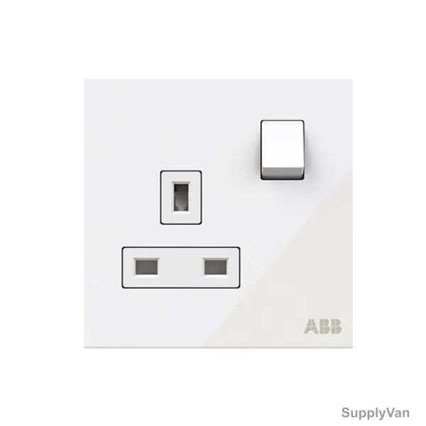 ABB Single Pole Switched Socket, AM23386-WG, Millenium, 1 Gang, 1P, 13A, White Glass — image 1