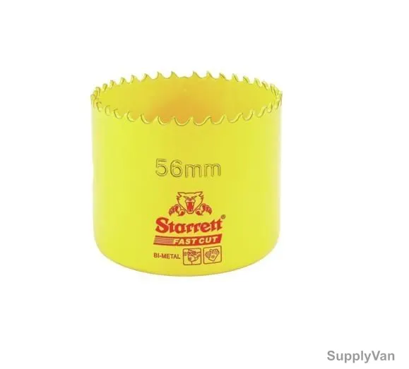 Starrett Hole Saw, FCH056M, High Speed Steel, 56MM, 5.5 TPI, Yellow