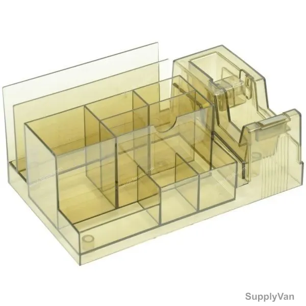 FIS Desk Organizer with Tape Dispenser, FSORUS-K238, Smoky
