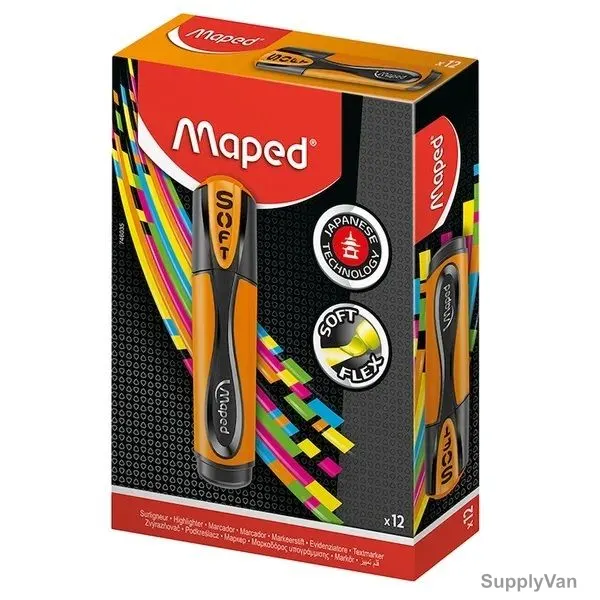 Maped Soft Flex Highlighter, MD-746035, Orange, 12 Pcs/Pack