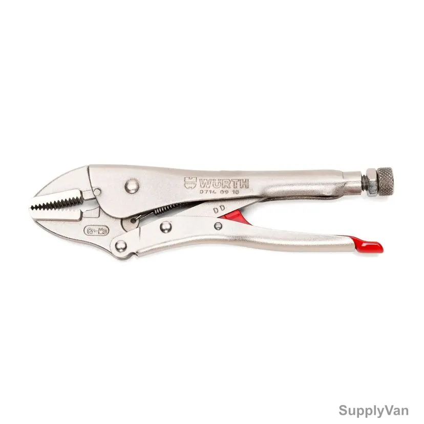 Wurth Locking Plier With Straight Jaw, 07140910, 0-46MM Clamping Width, 235MM Length, Nickel Plated