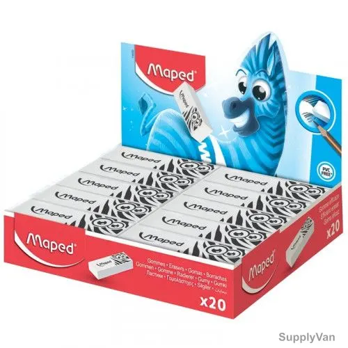 Maped Pulse Classic Eraser, MD-116050, White, 20 Pcs/Pack
