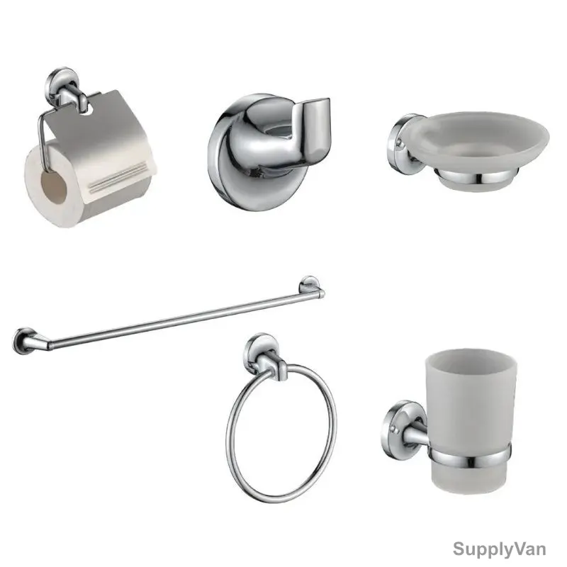 Milano Wall Mounted Bathroom Accessories Set, Selly, Zinc, Chrome Finish, 6 Pcs/Set