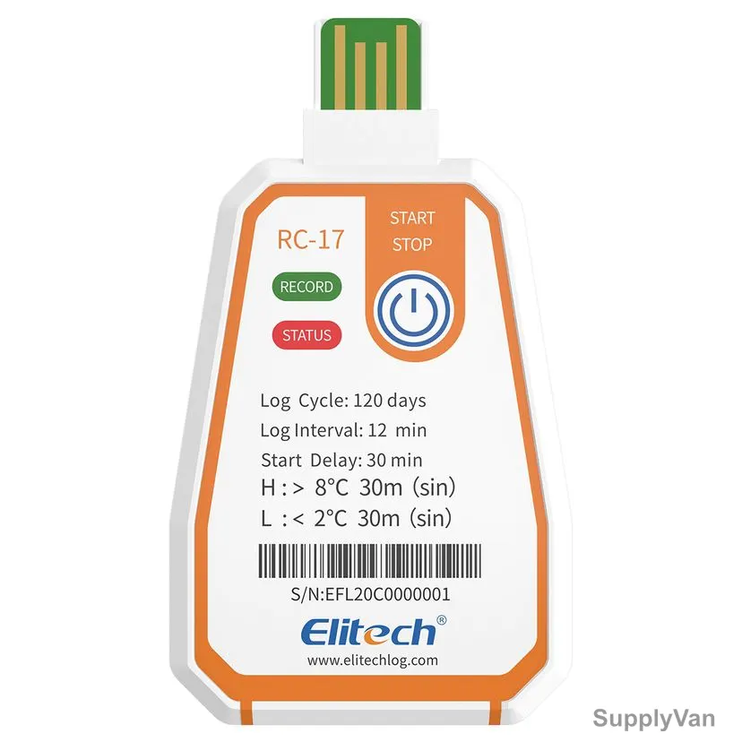 Elitech Disposable Single Use Temperature Data Logger, RC-17, LCD, 16000 Readings, -30 to 70 Deg.C — image 1