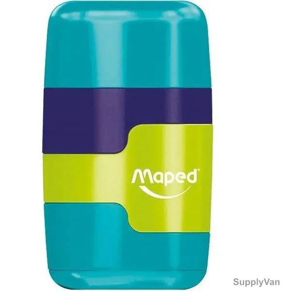 Maped Connect Coloured Duo Pencil Sharpener With Eraser, MD-049211, 2 Hole, Green, 20 Pcs/Pack